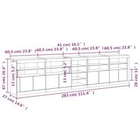 Dressoir met LED-verlichting 283x37x67 cm sonoma eikenkleurig - thumbnail
