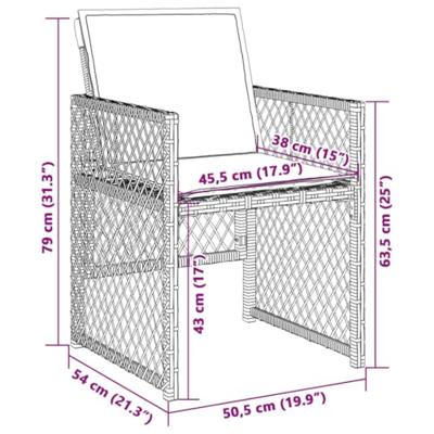 Tuinstoelen 4 st met kussens poly rattan lichtgrijs - thumbnail
