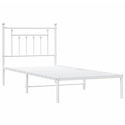 Bedframe met hoofdbord metaal wit 90x190 cm