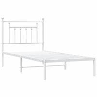 Bedframe met hoofdbord metaal wit 90x190 cm - thumbnail