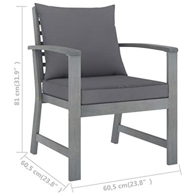 Tuinstoelen 2 st met donkergrijze kussens massief acaciahout