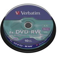 Verbatim 2330530 DVD RW 4,7 GB - 4x brandsnelheid, lange levensduur, krasbescherming, 10 Pack Spindle, meerkleurig - thumbnail