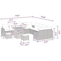 Tuinbankenset 13 pcs Zwart poly rattan - thumbnail