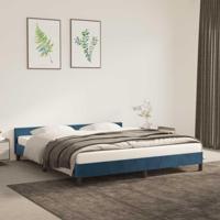 Bedframe met hoofdeinde fluweel donkerblauw 180x200 cm - thumbnail