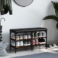 Schoenenbank 82x32x47 cm bewerkt hout gerookt eikenkleurig - thumbnail