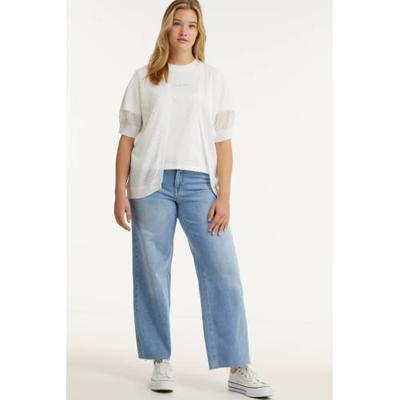 Yesta semi-transparant vest Laudine met textuur wit Yesta semi-transparant vest Laudine met textuur wit