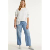 Yesta semi-transparant vest Laudine met textuur wit - thumbnail