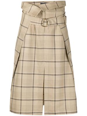 Eudon Choi paperbag-waist check skirt - NEUTRALS