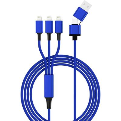 Smrter SMRTER_TRIO_L_NB USB-laadkabel USB 2.0 USB-A stekker, USB-C stekker, Apple Lightning stekker 1.20 m Blauw