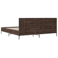 Bedframe bewerkt hout metaal bruin eikenkleur 200x200 cm - thumbnail