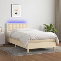 Boxspring met matras en LED stof crèmekleurig 90x190 cm - thumbnail