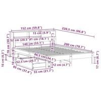 Bed met boekenkast zonder matras massief grenenhout 140x200 cm - thumbnail