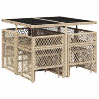 9-delige Tuinset met kussens poly rattan beige - thumbnail
