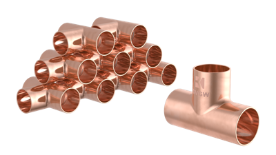 Kirchhoff Koperen T-stuk, blank, 18 mm, 3 sockets, (5130) (10x) - 989048655
