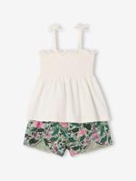 Set met topje en short met print voor meisjes saliegroen - thumbnail