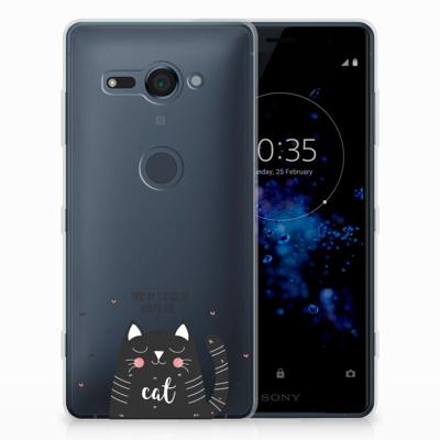 Sony Xperia XZ2 Compact Telefoonhoesje met Naam Cat Good Day Sony Xperia XZ2 Compact Telefoonhoesje met Naam Cat Good Day