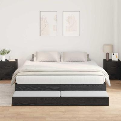 Opbergbedframe Zwart eiken 236.5 x 200 x 31.5 cm Bewerkt hout