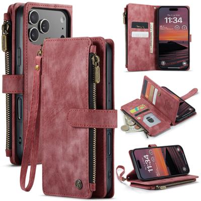 Caseme iPhone 17 Pro PU leren hoesje - portemonnee - Rood Caseme iPhone 17 Pro PU leren hoesje - portemonnee - Rood