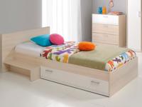 Bed deluxe CARL 90x200 cm gerookte acacia/wit - thumbnail