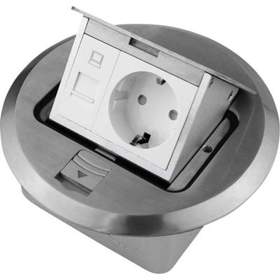 LEDmaxx ALU1R1S 1-voudig Vloerinbouw-contactdoos Met Cat5-bus IP20 Aluminium