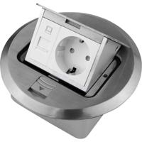 LEDmaxx ALU1R1S 1-voudig Vloerinbouw-contactdoos Met Cat5-bus IP20 Aluminium - thumbnail