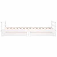 Kinderbedframe met lades 90x190 cm massief grenenhout wit - thumbnail