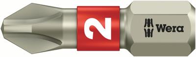 Wera 3851/1 TS Bits Phillips, RVS, PH 2 x 25 mm - 1 stuk(s) - 05071011001 Wera 3851/1 TS Bits Phillips, RVS, PH 2 x 25 mm - 1 stuk(s) - 05071011001