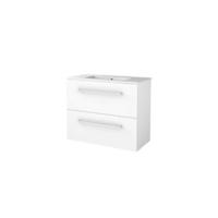 Basic-Line Start 39 Badkamermeubelset - Ondiep - 80 x 39 cm - Met Grepen - 2 Lades - Keramische Wastafel - 1 Kraangat - Ice White - thumbnail