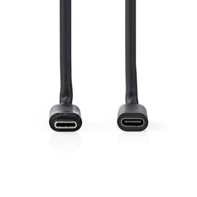 USB-Kabel | USB 3.2 Gen 1 | USB-C Male | USB-C Female | 60 W | 4K@60Hz | 5 Gbps | Vernikkeld | 1.00 m | Rond | PVC | Zwart