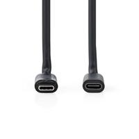USB-Kabel | USB 3.2 Gen 1 | USB-C Male | USB-C Female | 60 W | 4K@60Hz | 5 Gbps | Vernikkeld | 1.00 m | Rond | PVC | Zwart - thumbnail
