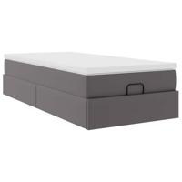 Ottoman bed met matras 90x200cm kunstleer grijs - thumbnail