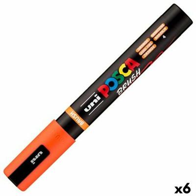 Markeerstift BRUSH POSCA PC-5BR Oranje (6 Stuks)