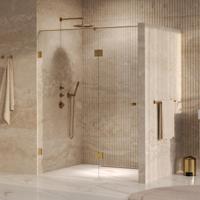 BRAUER Void Carving nisdeur 2-delig helder glas 160x200 omkeerbaar met draaideur 70 aan glas incl. glascoating PVD goud geborsteld - thumbnail