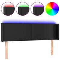 Hoofdbord LED 147x16x78/88 cm kunstleer zwart - thumbnail