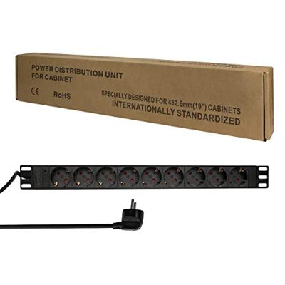 LogiLink PDU9C03 19 inch Stekkerdoos voor patchkast 1 HE Geaarde contactdoos Zwart