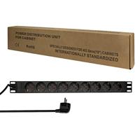 LogiLink PDU9C03 19 inch Stekkerdoos voor patchkast 1 HE Geaarde contactdoos Zwart - thumbnail