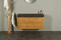 Teakhouten Badkamermeubel Ambang 120 cm Hardstenen Wasbak Zonder Kraangat - thumbnail