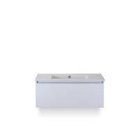 Frozen Badmeubelset 100 cm - Greeplijst in kleur - Wit Hoogglans - Keramische Wastafel Wit Zonder Kraangat - thumbnail