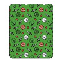 Minecraft Fleece plaid 110 x 140 cm groen - thumbnail