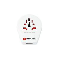 SKROSS 1.500261 World to UK USB Reisadapter met 1 USB 2,AA -aansluiting - Spanning en vermogen 100V - 700W / 250V – 1750W. Bescherming tegen elektrische schokken,wit - thumbnail