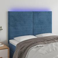 Hoofdbord LED 144x5x118/128 cm fluweel donkerblauw - thumbnail