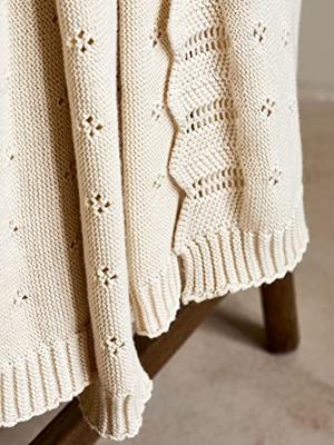 Essenza Essenza knitted Ajour plaid Antique white 130x170