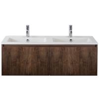 Frozen 3D Badmeubelset 120 cm - Greeplijst in Kleur - Dark Oak - Keramische Wastafel Wit Dubbel 2 Kraangaten - thumbnail