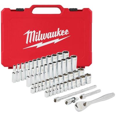 Milwaukee Ratel + doppen set 1/4 50 pc Drive Ratchet. + Dopsleutelset SAE + Metric - 4932464944