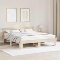 Bedframe met hoofdeinde Bruin 200 x 200 cm Massief grenenhout - thumbnail