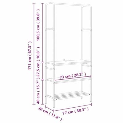 Kledingrek met planken Gerookt eiken 77 x 30 x 171 cm Kledingrek met planken Gerookt eiken 77 x 30 x 171 cm
