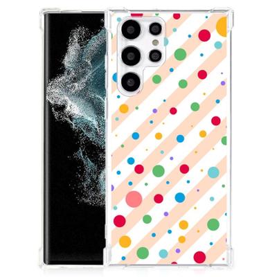 Samsung Galaxy S22 Ultra Doorzichtige Silicone Hoesje Dots Samsung Galaxy S22 Ultra Doorzichtige Silicone Hoesje Dots