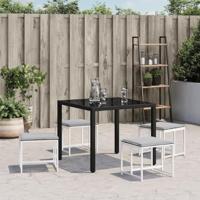 Tuinkrukken 4 st met kussens staal en textileen wit - thumbnail