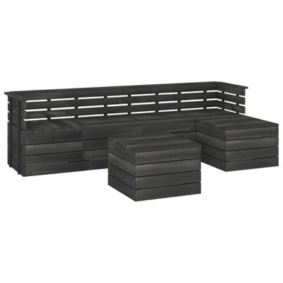 vidaXL 6-delige Loungeset pallet massief grenenhout donkergrijs vidaXL 6-delige Loungeset pallet massief grenenhout donkergrijs