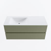 MONDIAZ VICA 110cm badmeubel onderkast Army 2 lades. Wastafel CLOUD links 1 kraangat, kleur Talc. - thumbnail